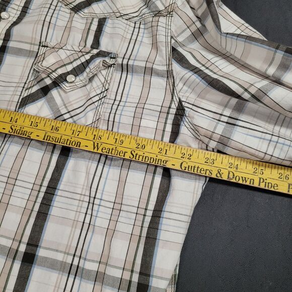 GPH Supply Co Shirt Mens XXL Plaid Western Pearl Snap Long Sleeve Brown Used - Picture 5 of 9